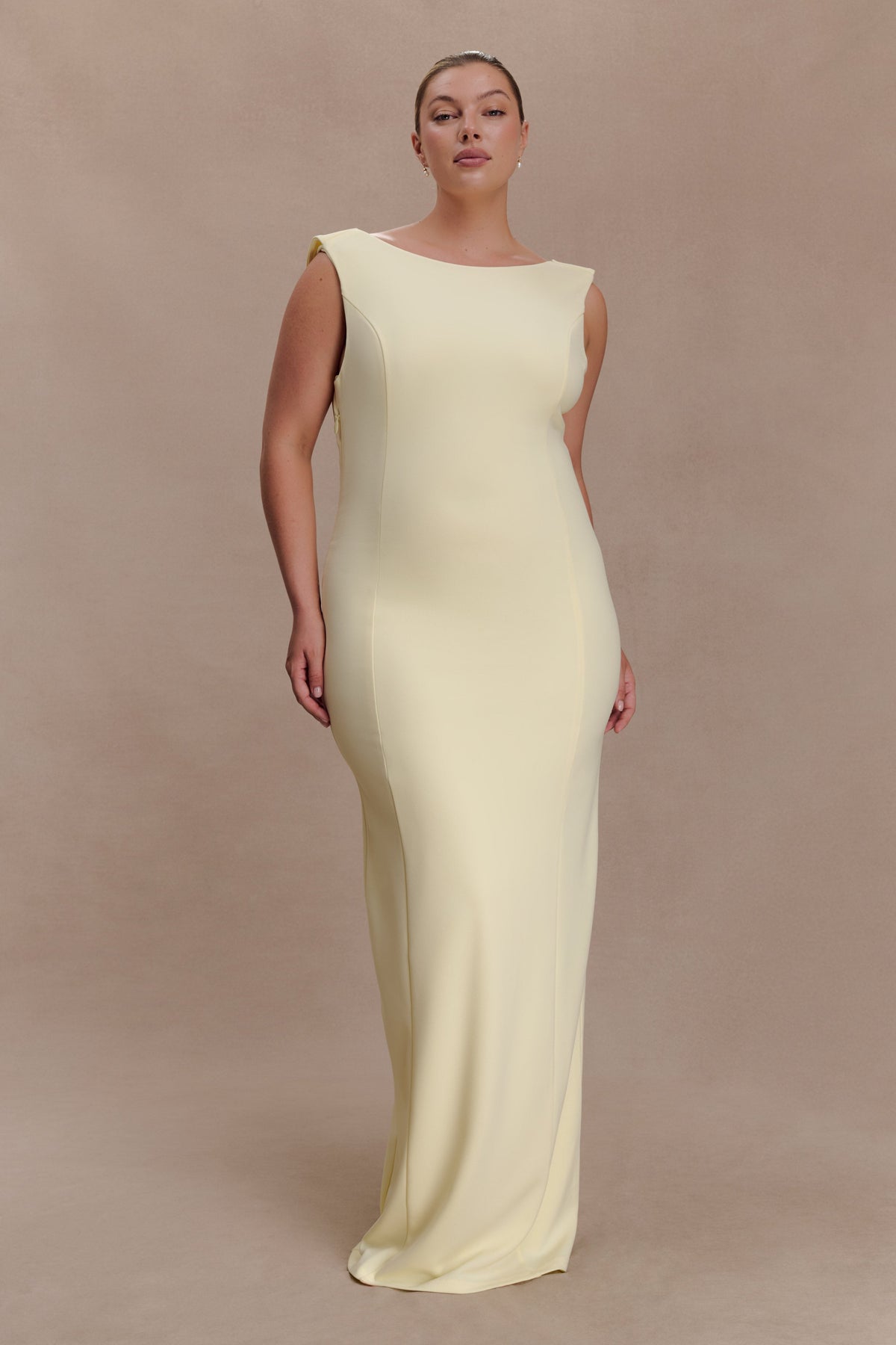 Crepe Draped Maxi Dress - Lemon