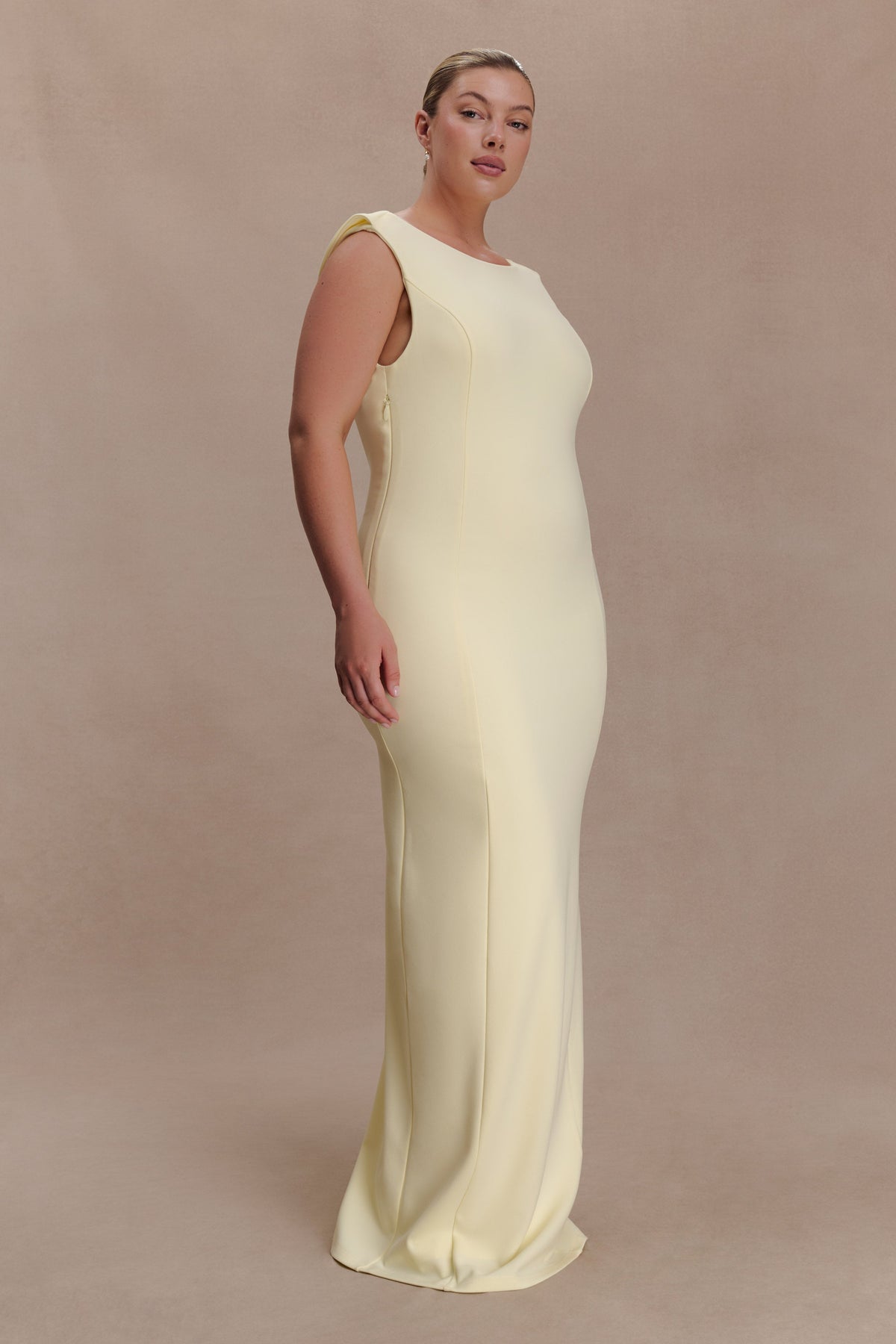 Crepe Draped Maxi Dress - Lemon
