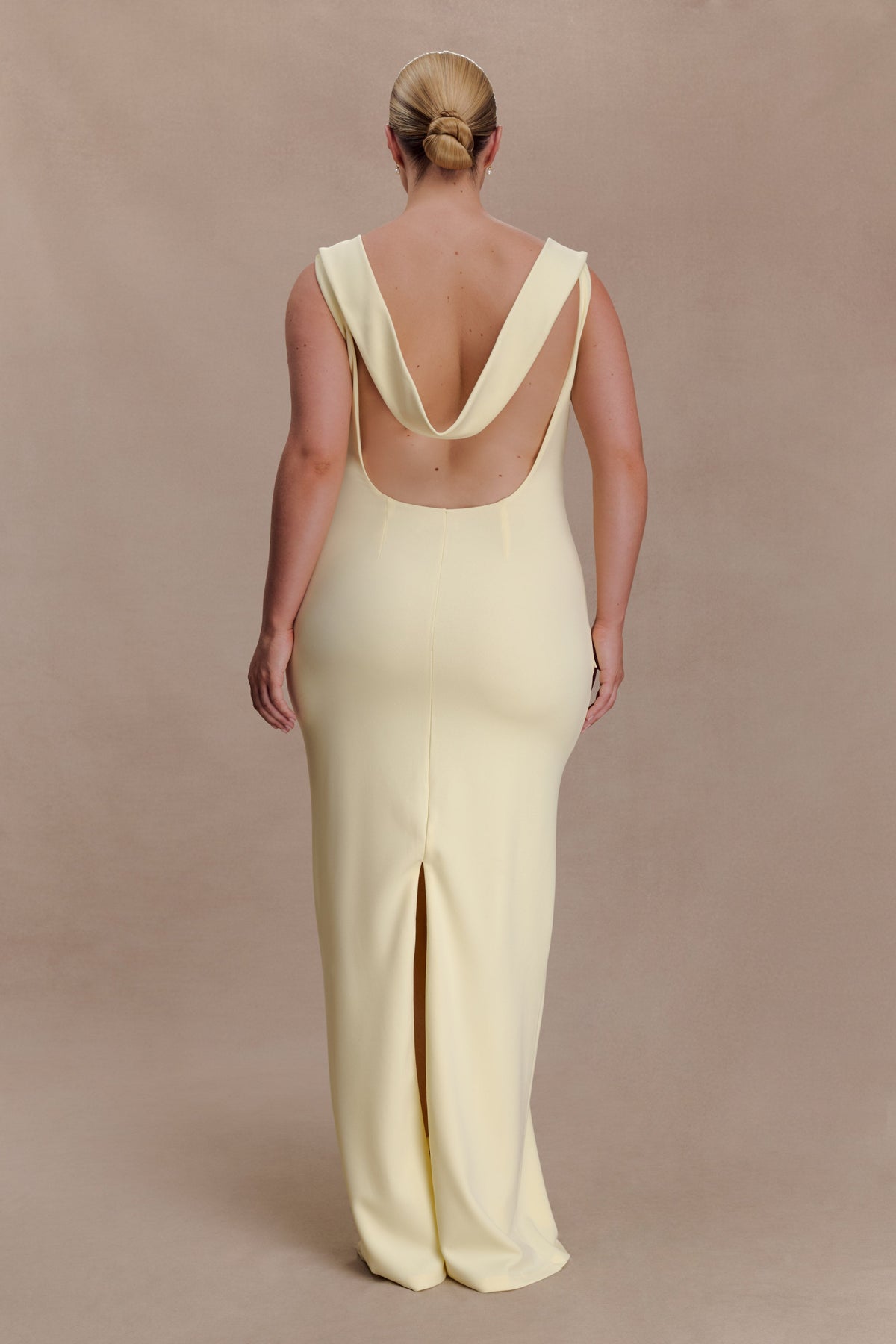 Crepe Draped Maxi Dress - Lemon