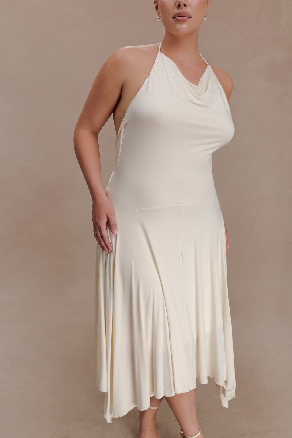 Modal Hankie Midi Dress - Ivory