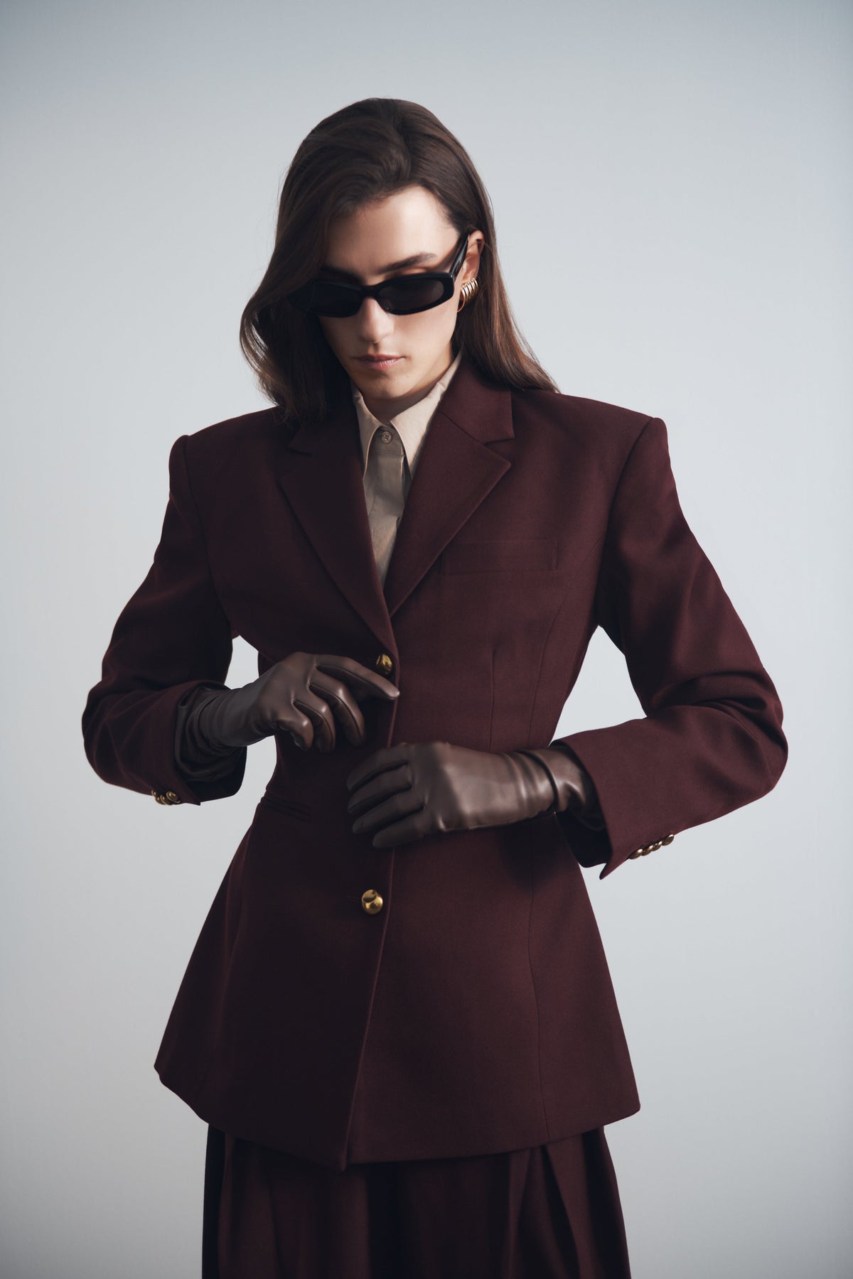 Cinched Blazer - Mahogany