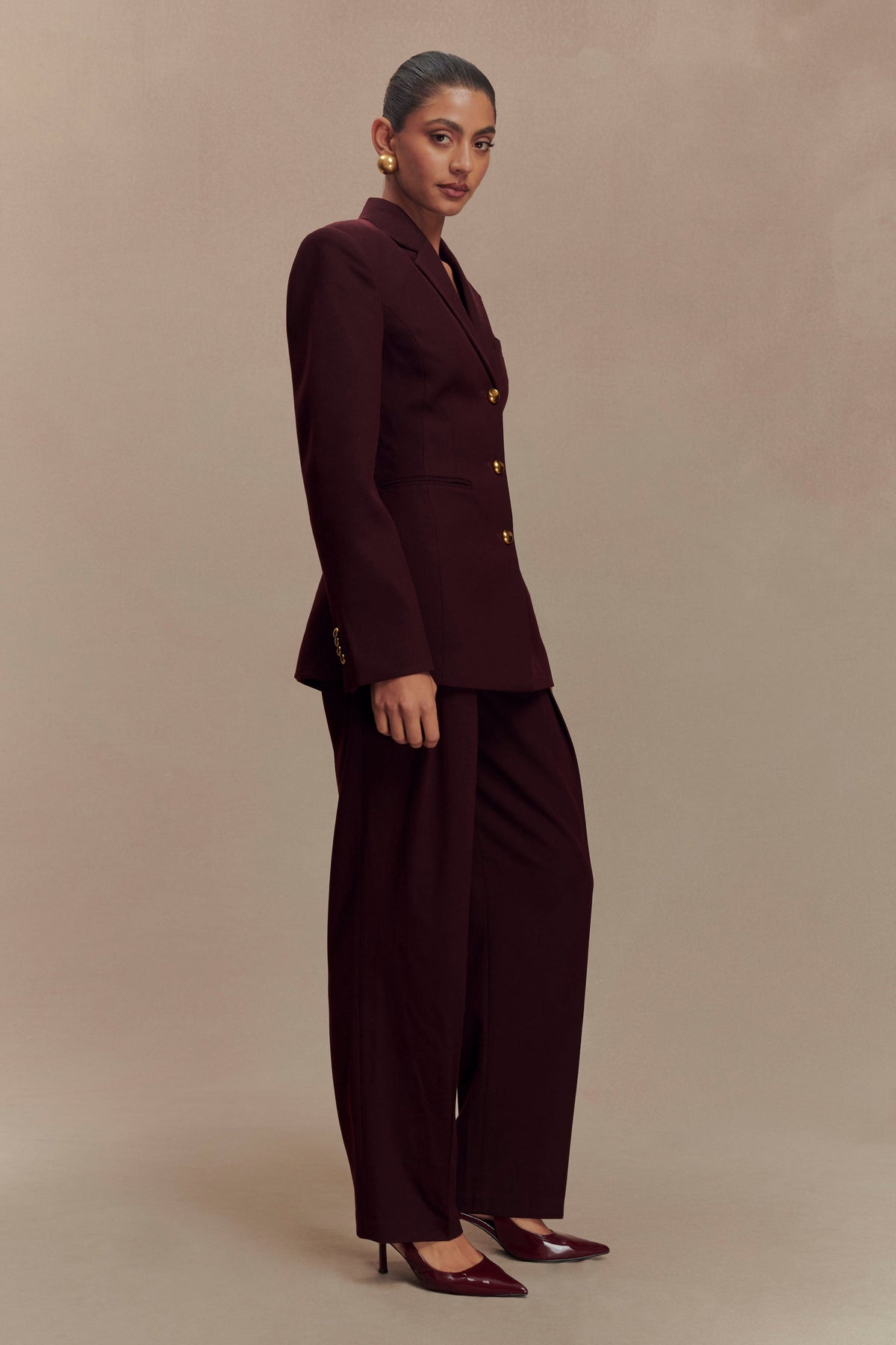 Cinched Blazer - Mahogany