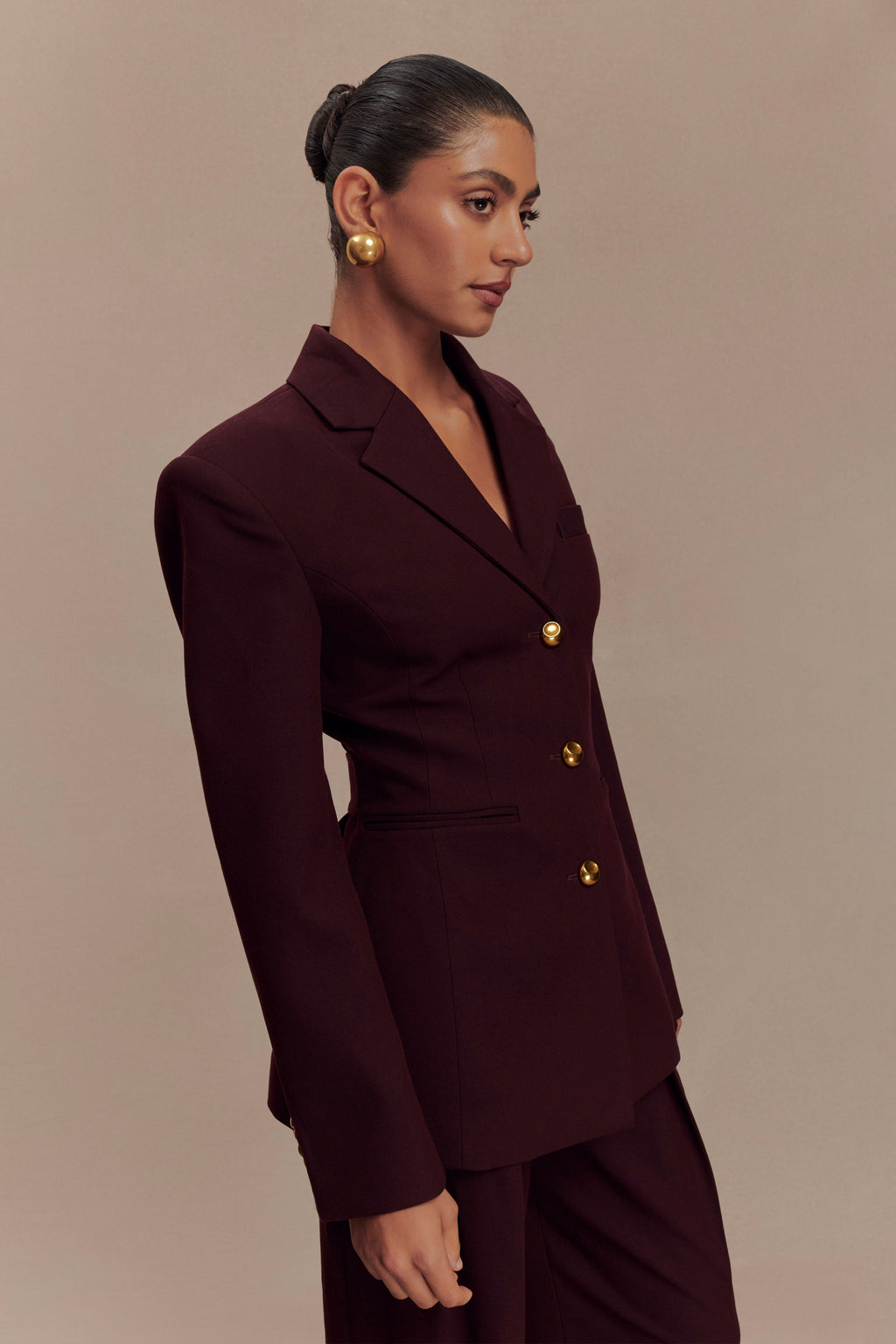 Cinched Blazer - Mahogany