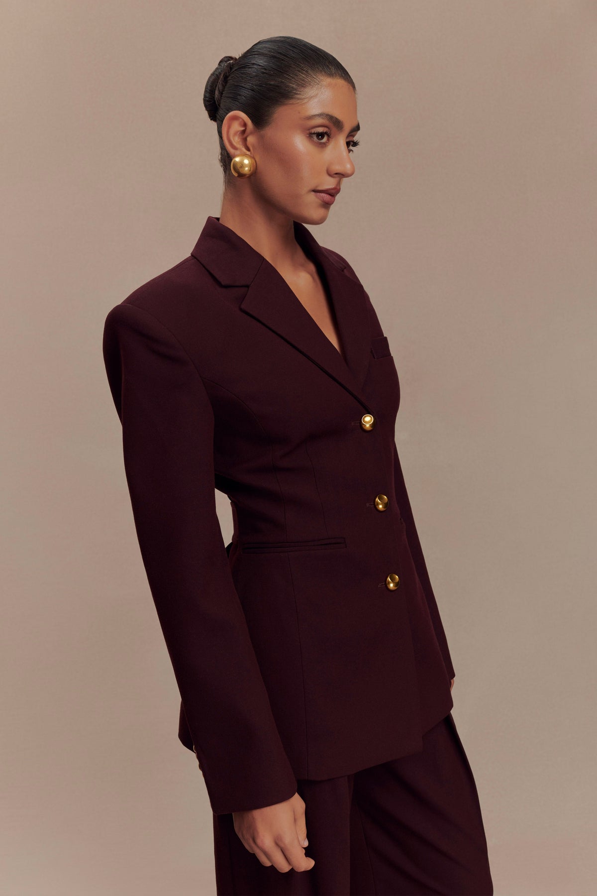 Cinched Blazer - Mahogany