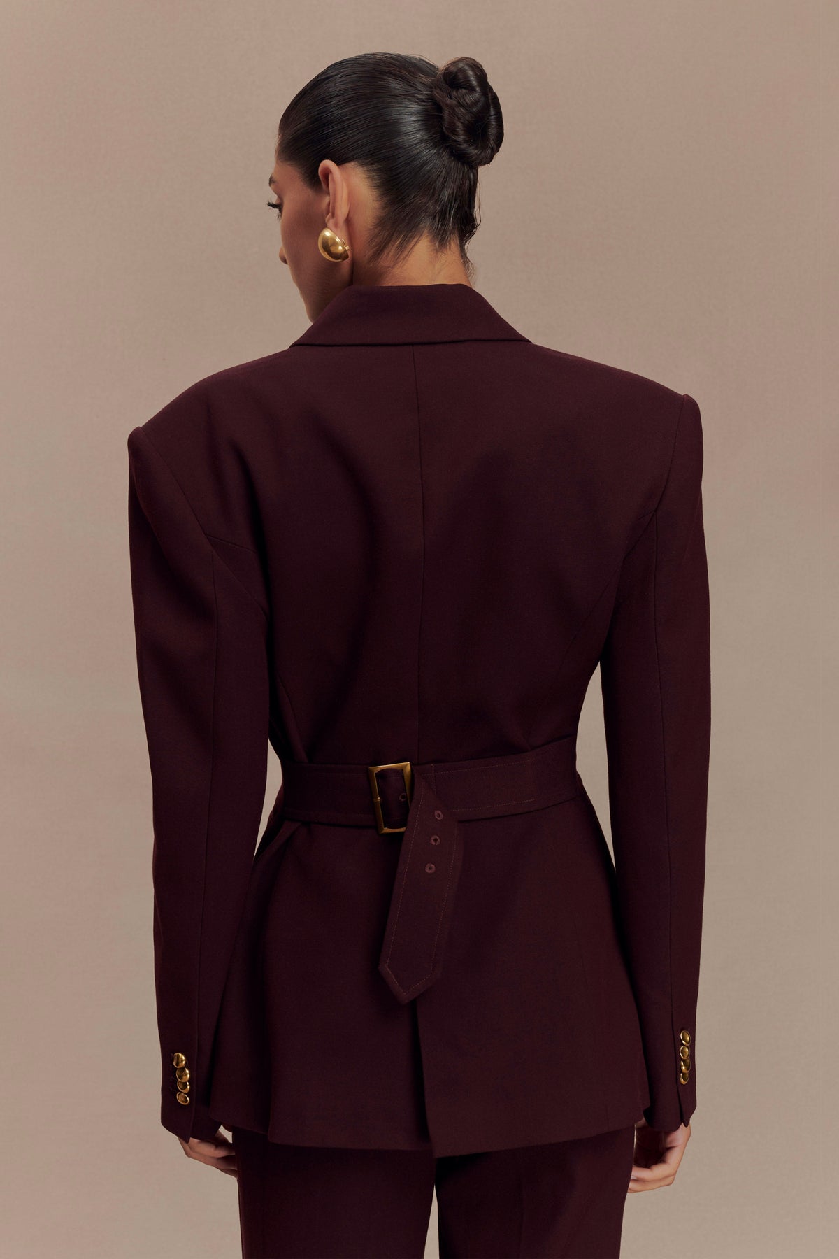 Cinched Blazer - Mahogany