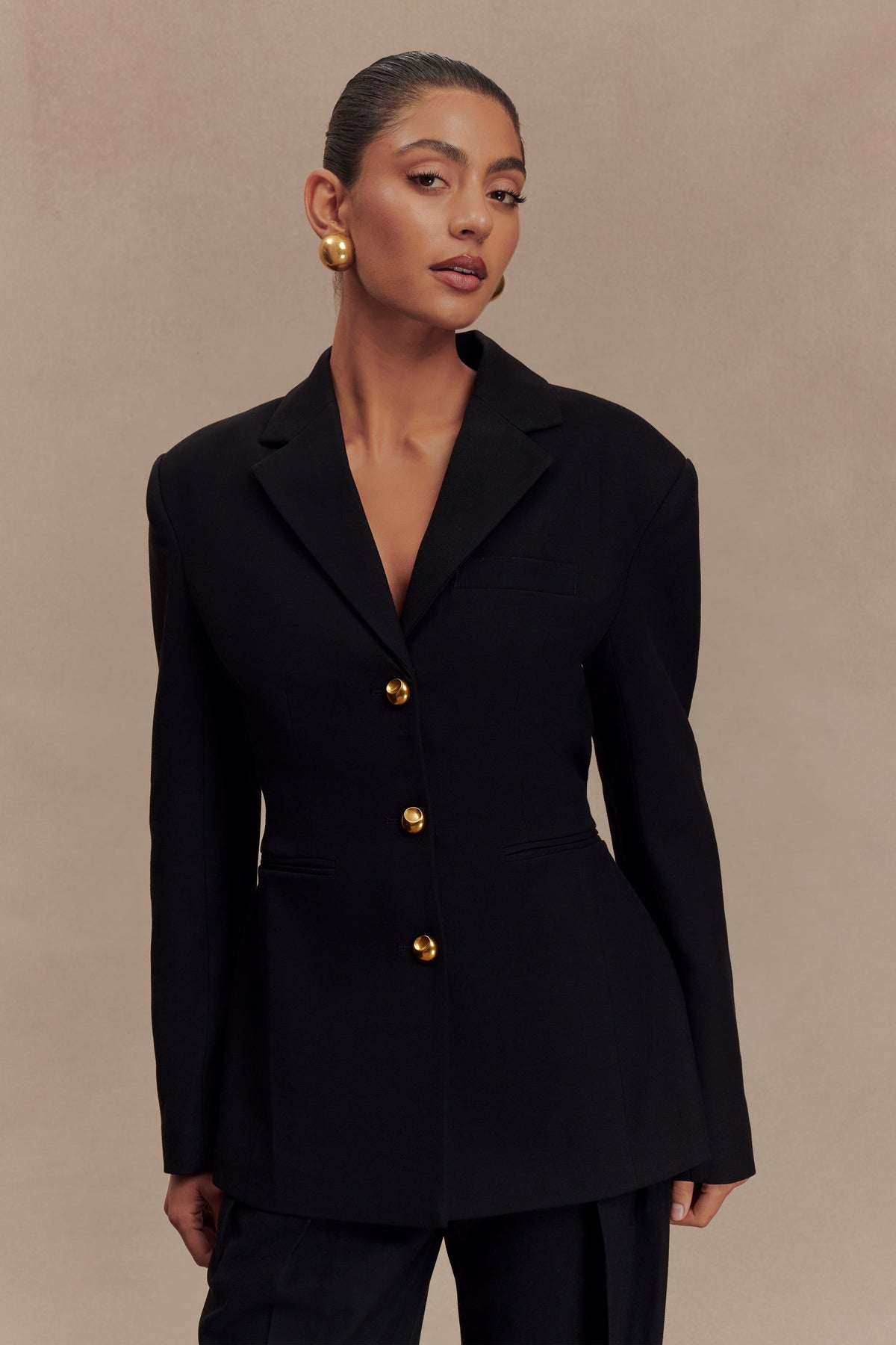 Cinched Blazer - Black