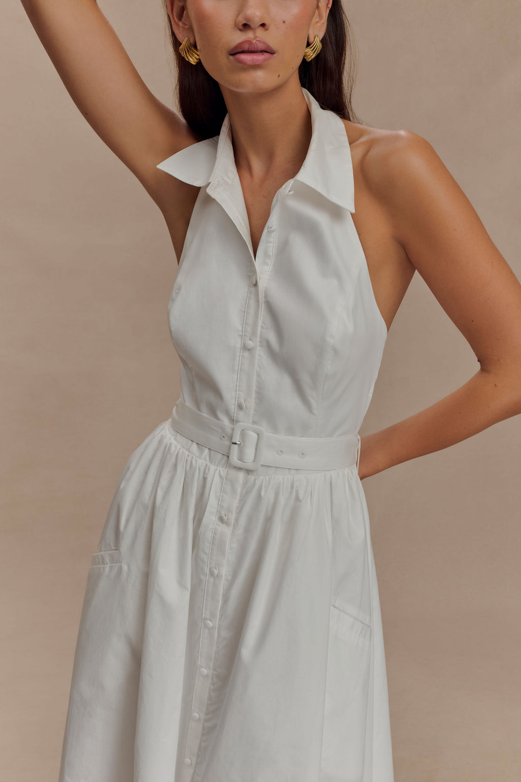 Collared Midi Dress - White