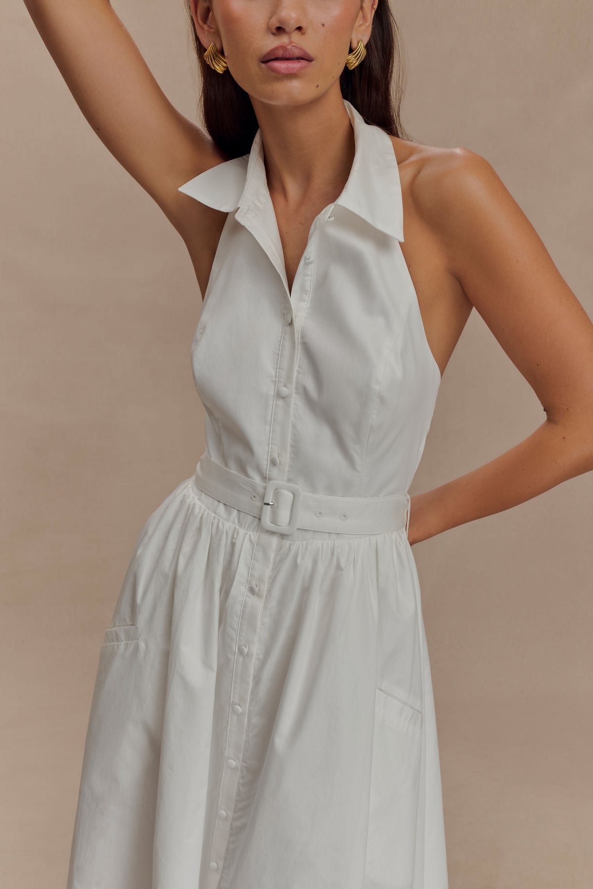 Collared Midi Dress - White