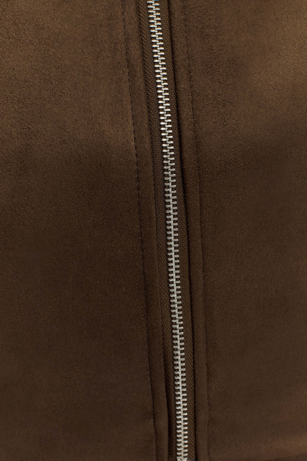 Faux Suede Collared Jacket - Chocolate