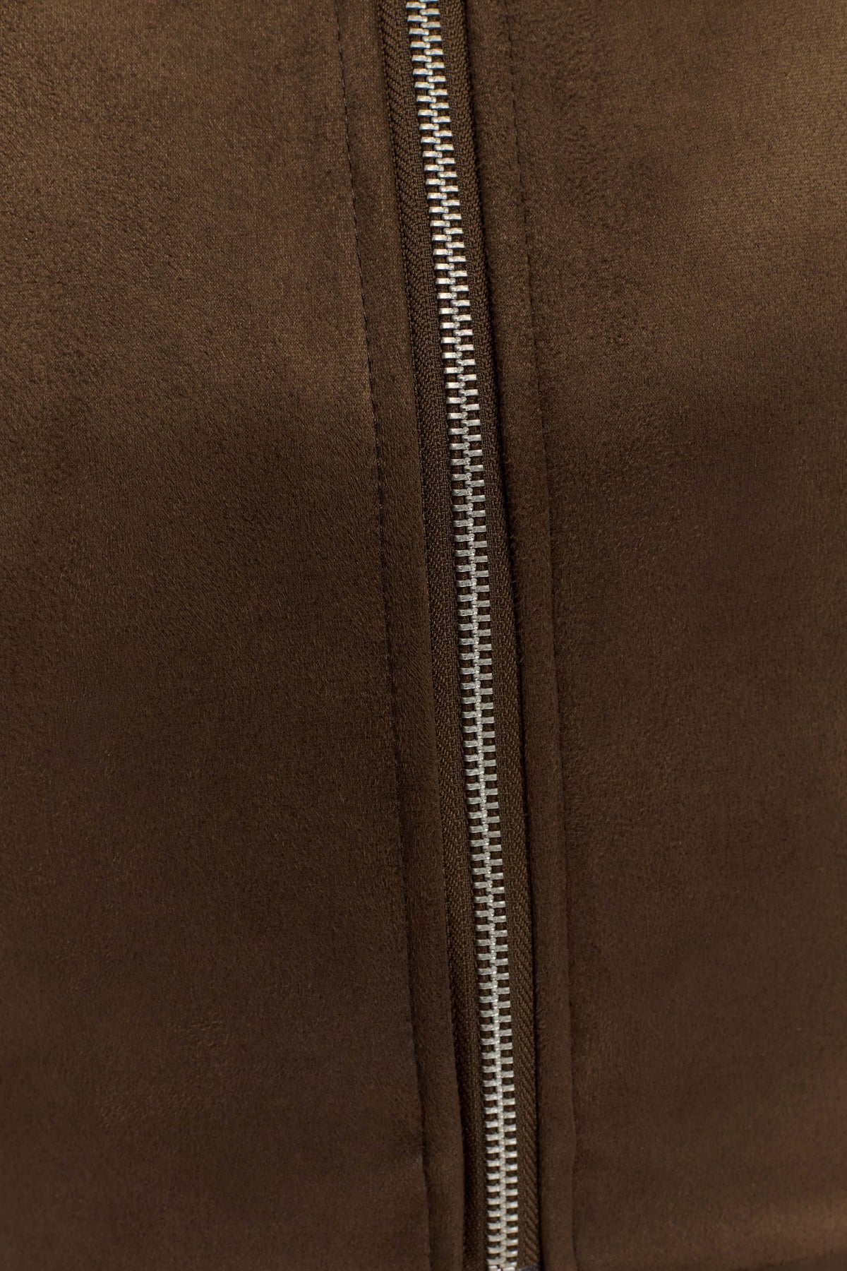 Faux Suede Collared Jacket - Chocolate