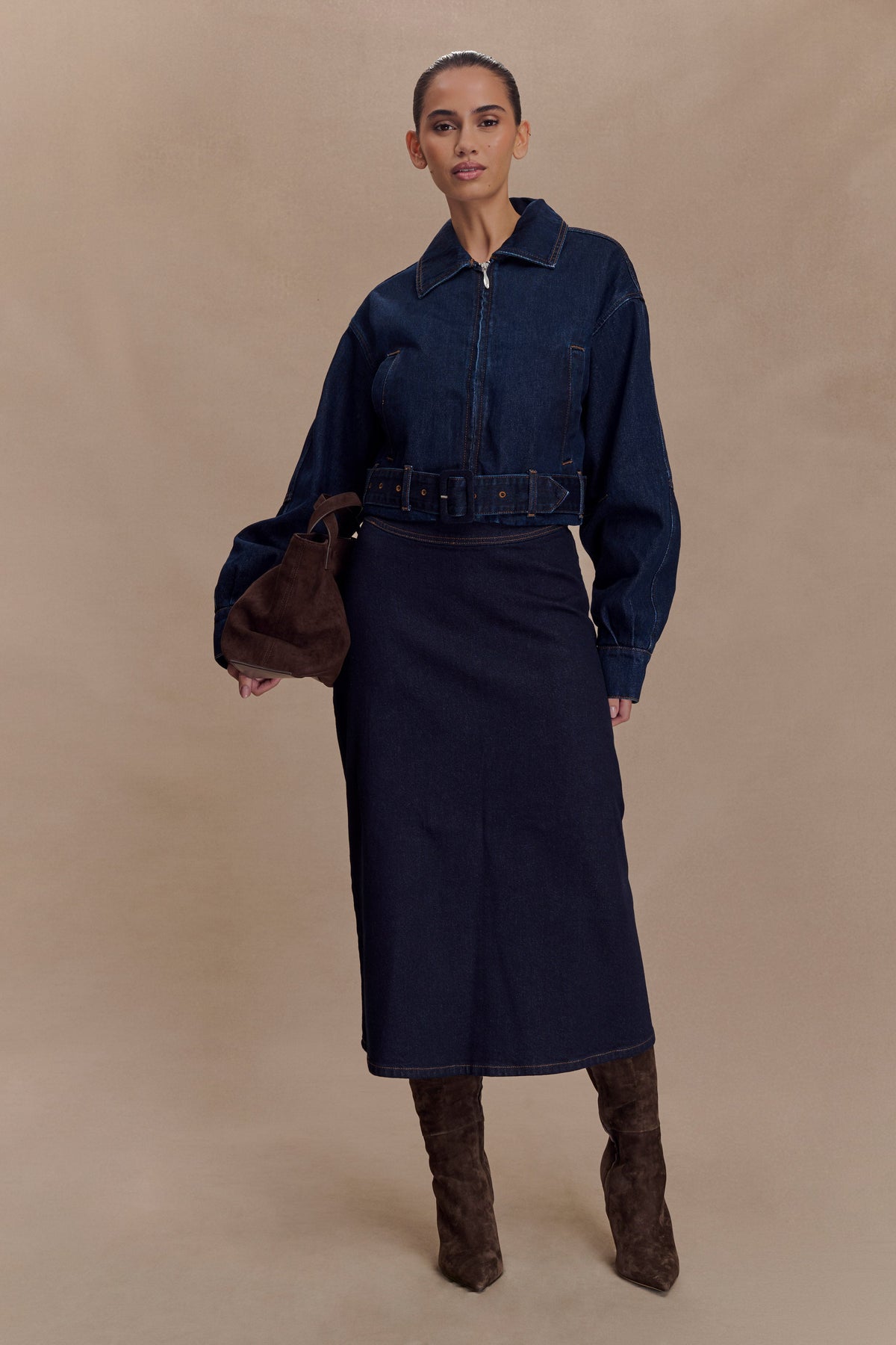 Cropped Denim Jacket - Indigo Blue