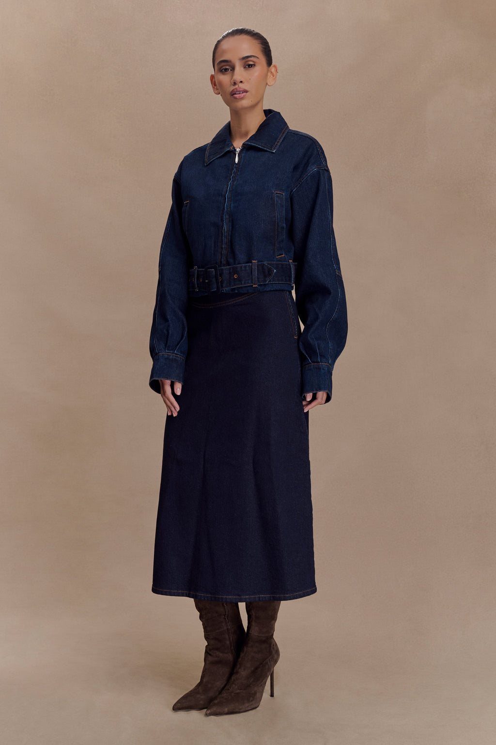 Cropped Denim Jacket - Indigo Blue