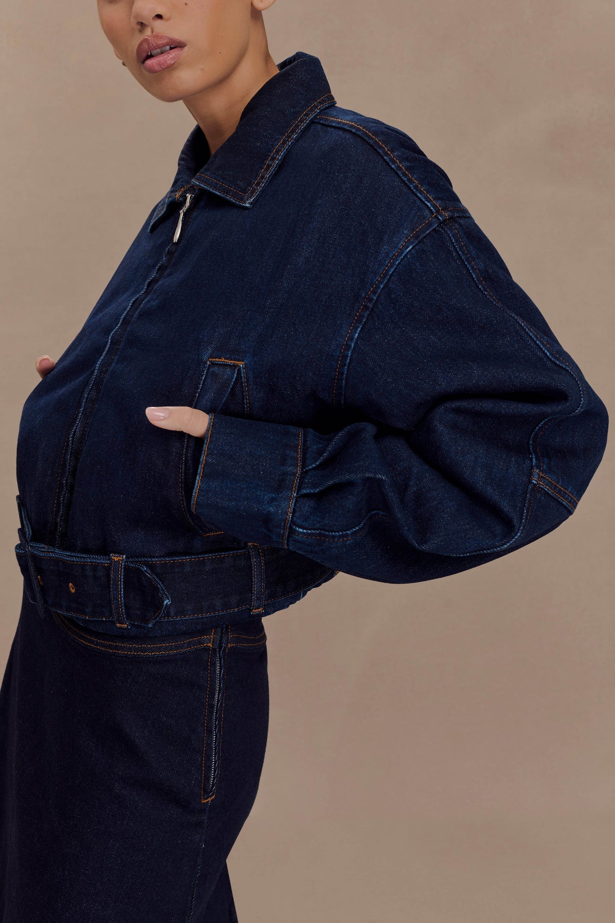 Cropped Denim Jacket - Indigo Blue