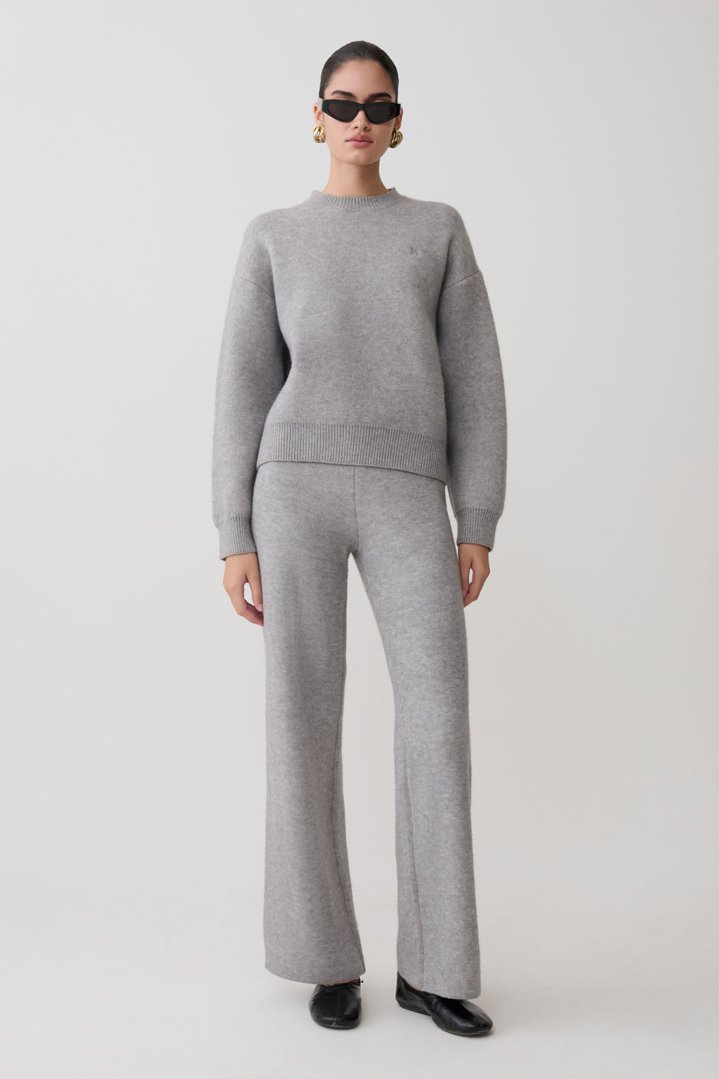 Oversized Knit Jumper - Grey Marle