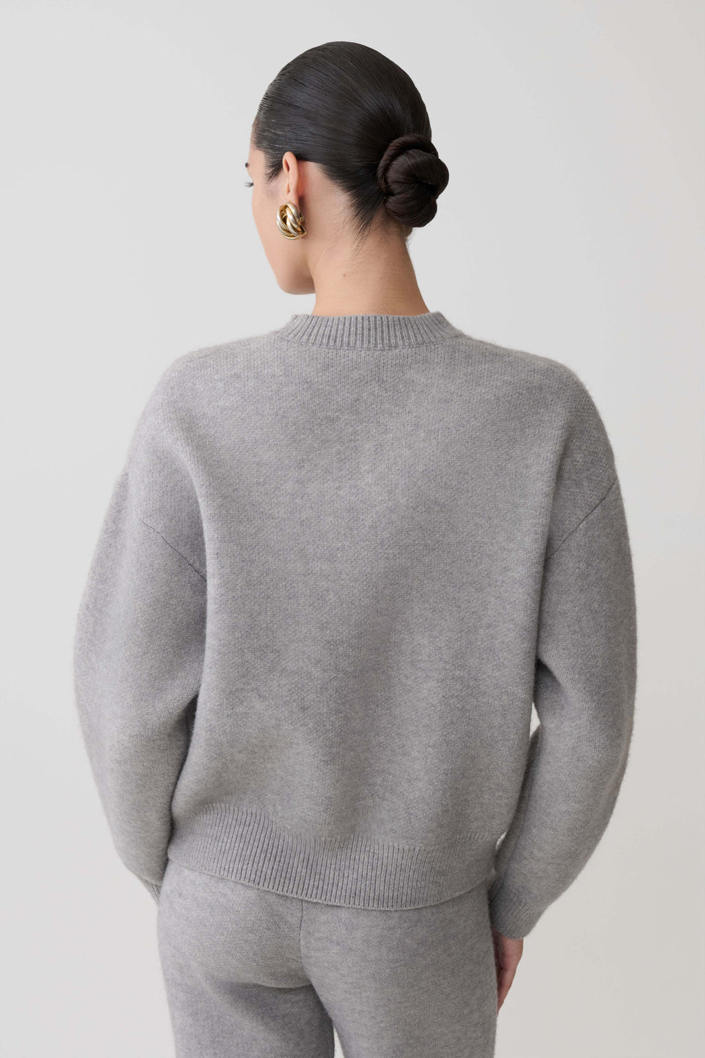 Oversized Knit Jumper - Grey Marle