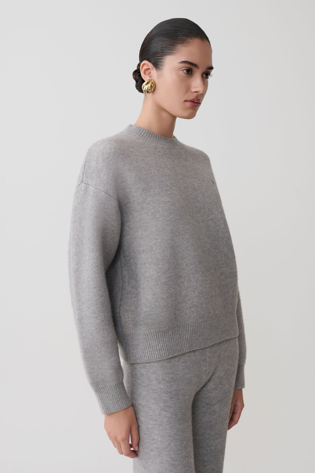 Oversized Knit Jumper - Grey Marle