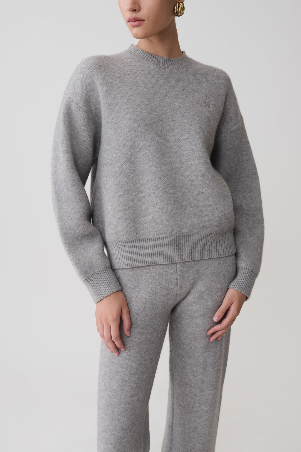 Oversized Knit Jumper - Grey Marle