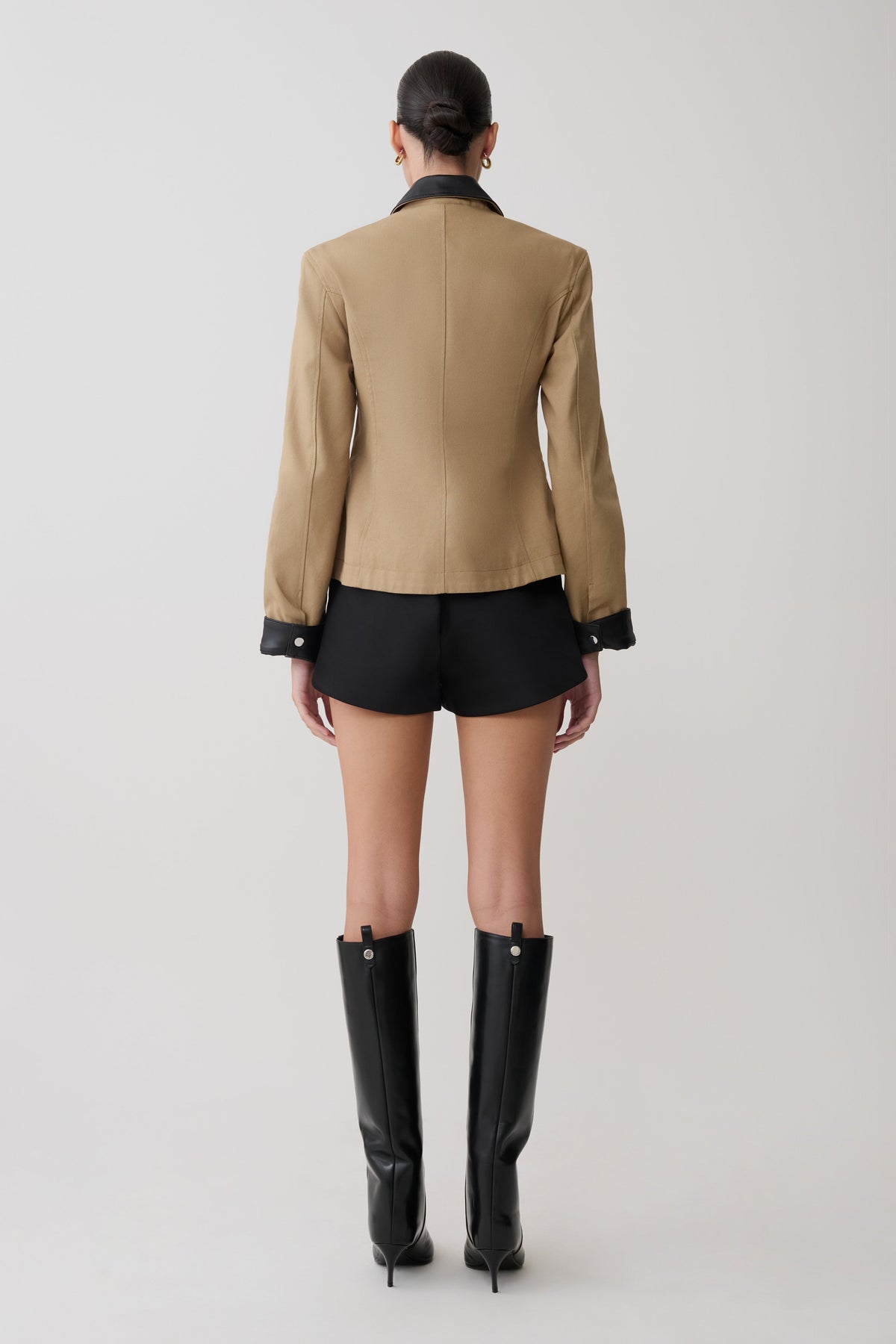 Zip Up Collared Jacket - Natural