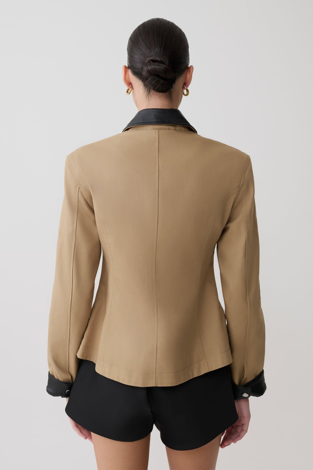 Zip Up Collared Jacket - Natural