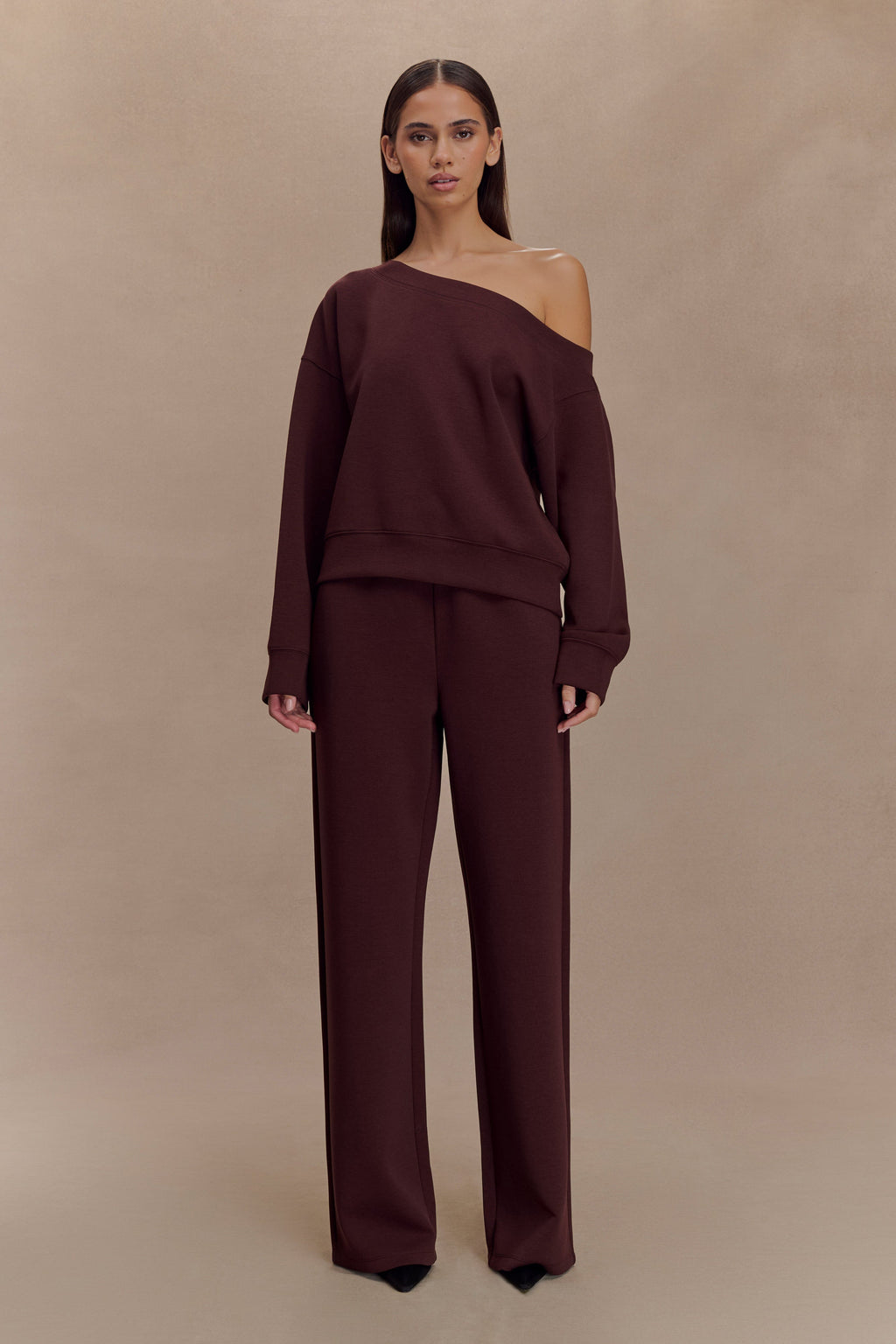 Slouchy Crew Jumper - Chocolate