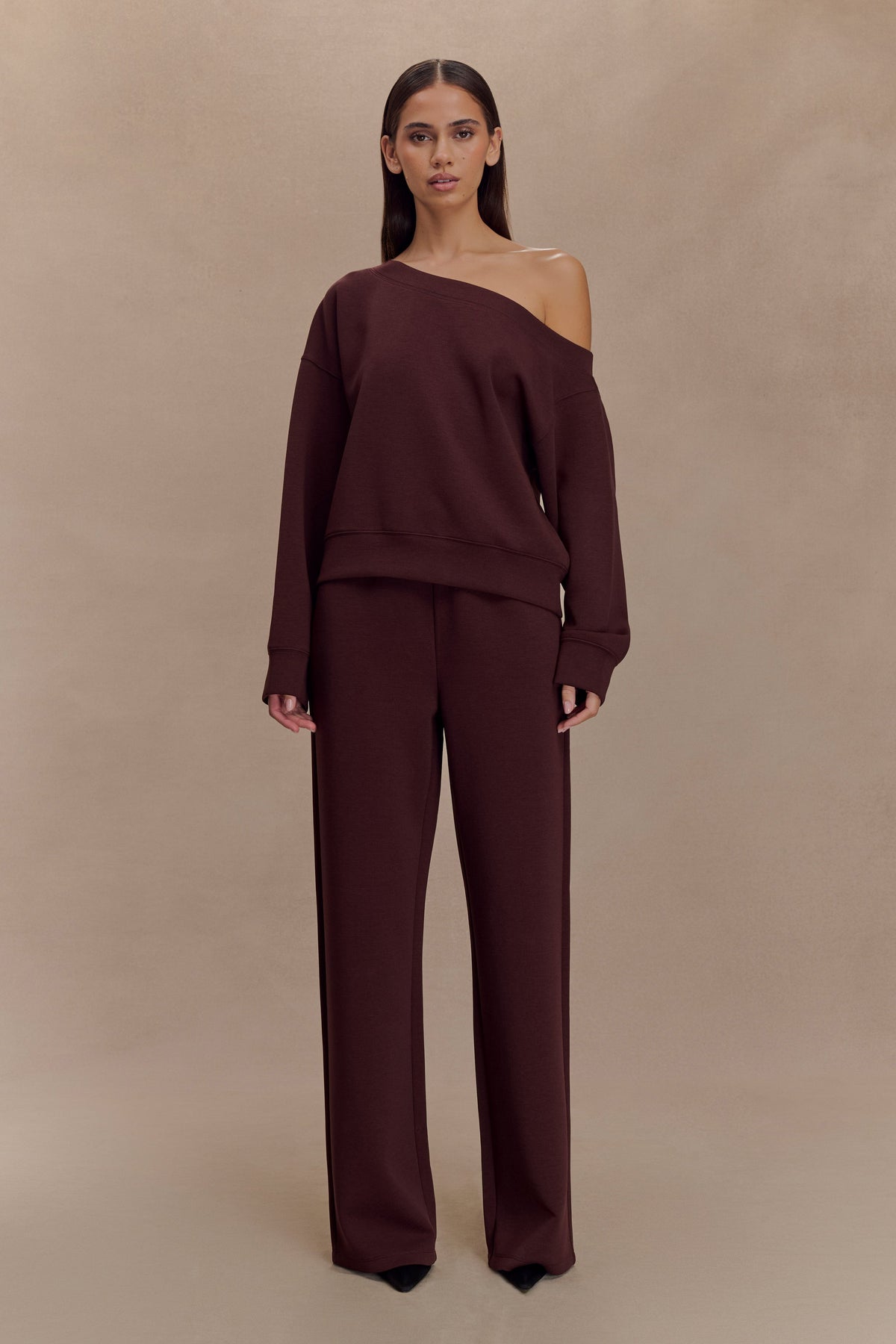 Slouchy Crew Jumper - Chocolate
