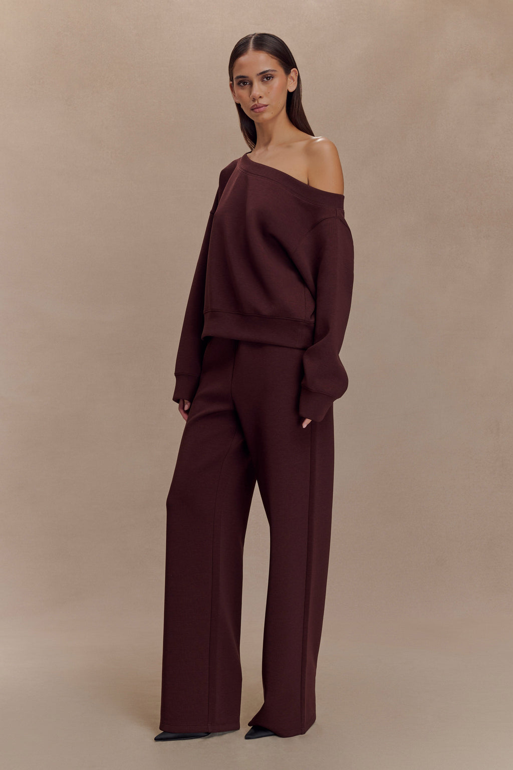 Slouchy Crew Jumper - Chocolate