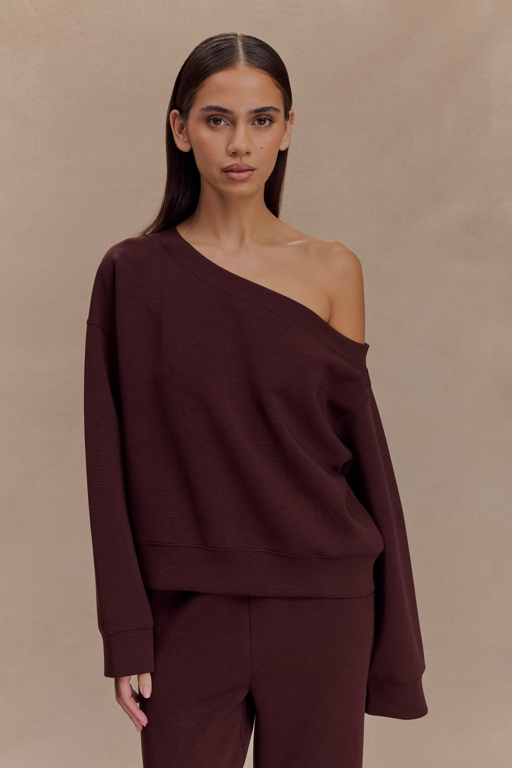 Slouchy Crew Jumper - Chocolate