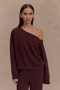 Slouchy Crew Jumper - Chocolate