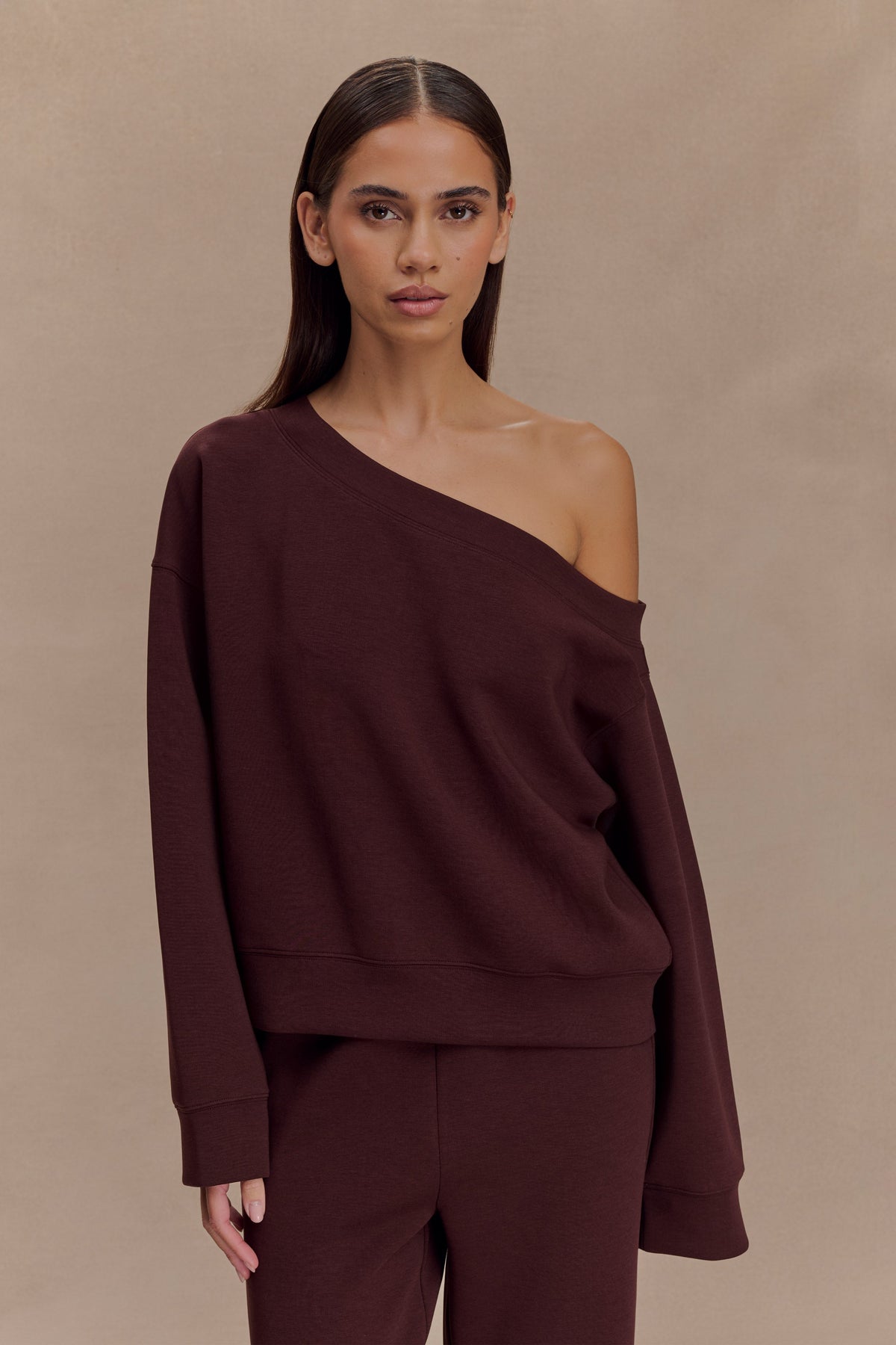 Slouchy Crew Jumper - Chocolate