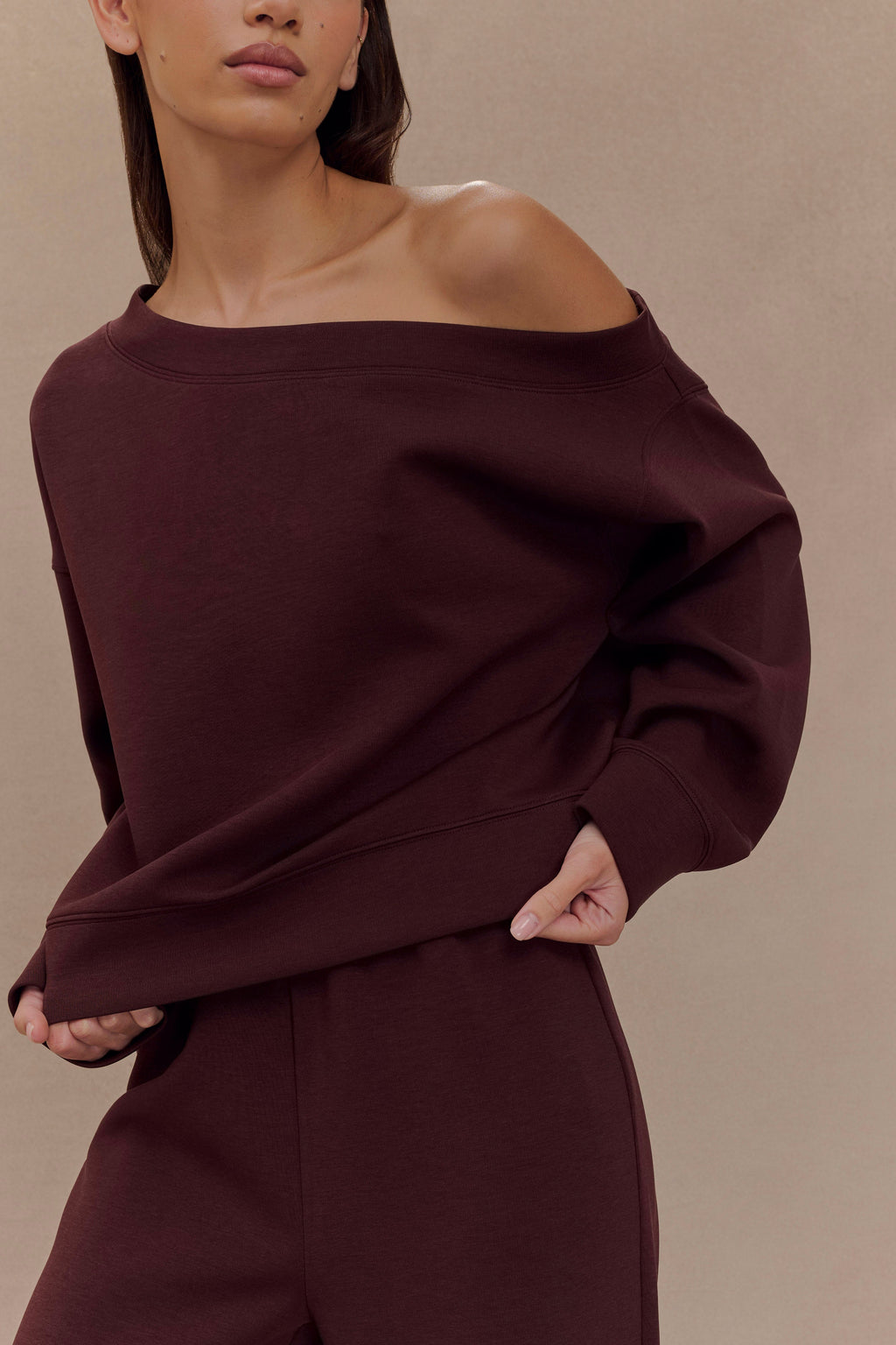 Slouchy Crew Jumper - Chocolate