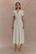 Short Sleeve Knit Midi Dress - Ivory