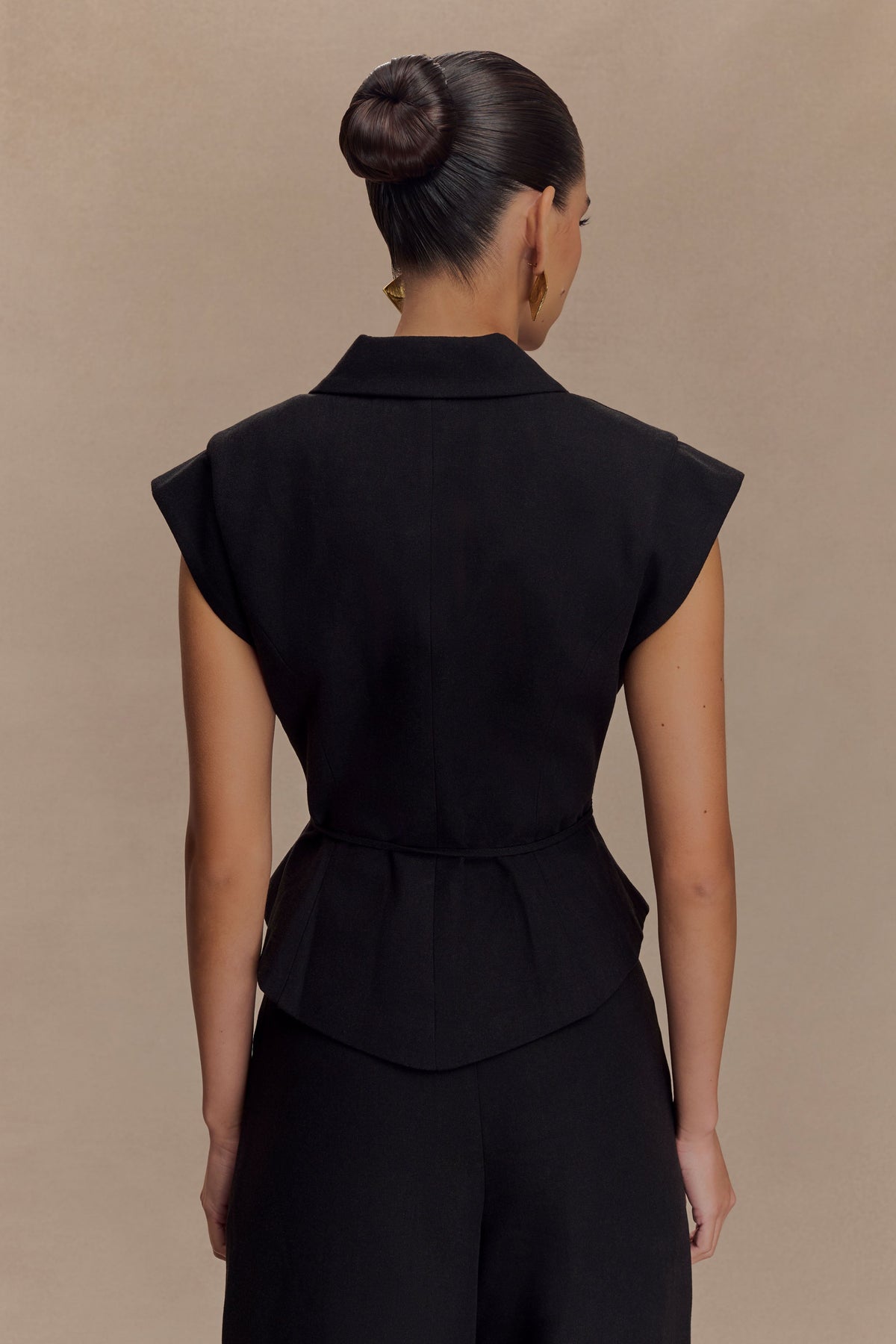 Shortsleeve Linen Top - Black