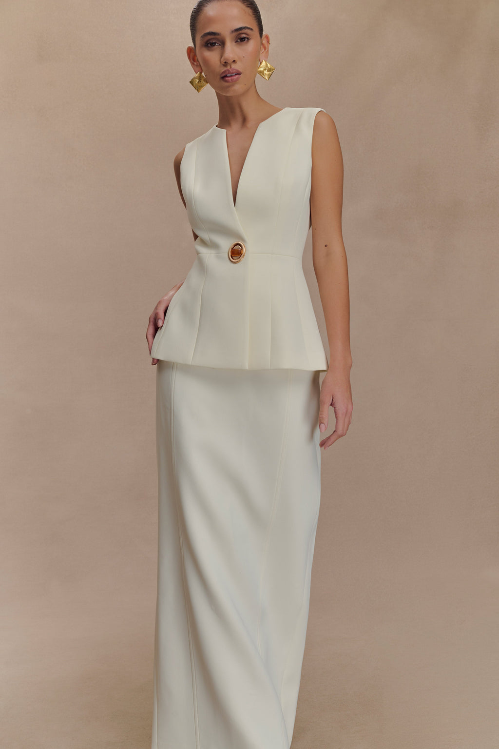 Suiting Maxi Skirt - Ivory