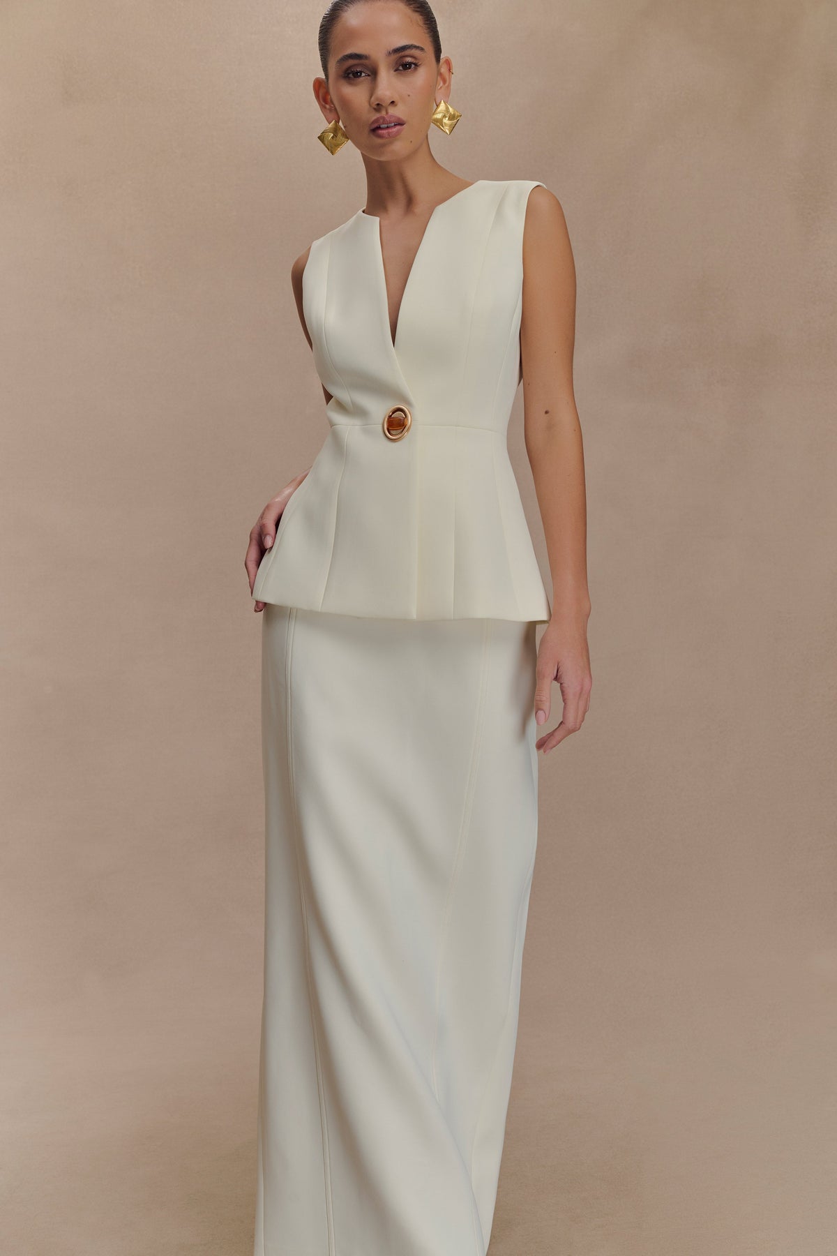 Suiting Maxi Skirt - Ivory