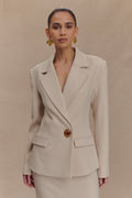 Cinched Waist Blazer - Ivory Stone