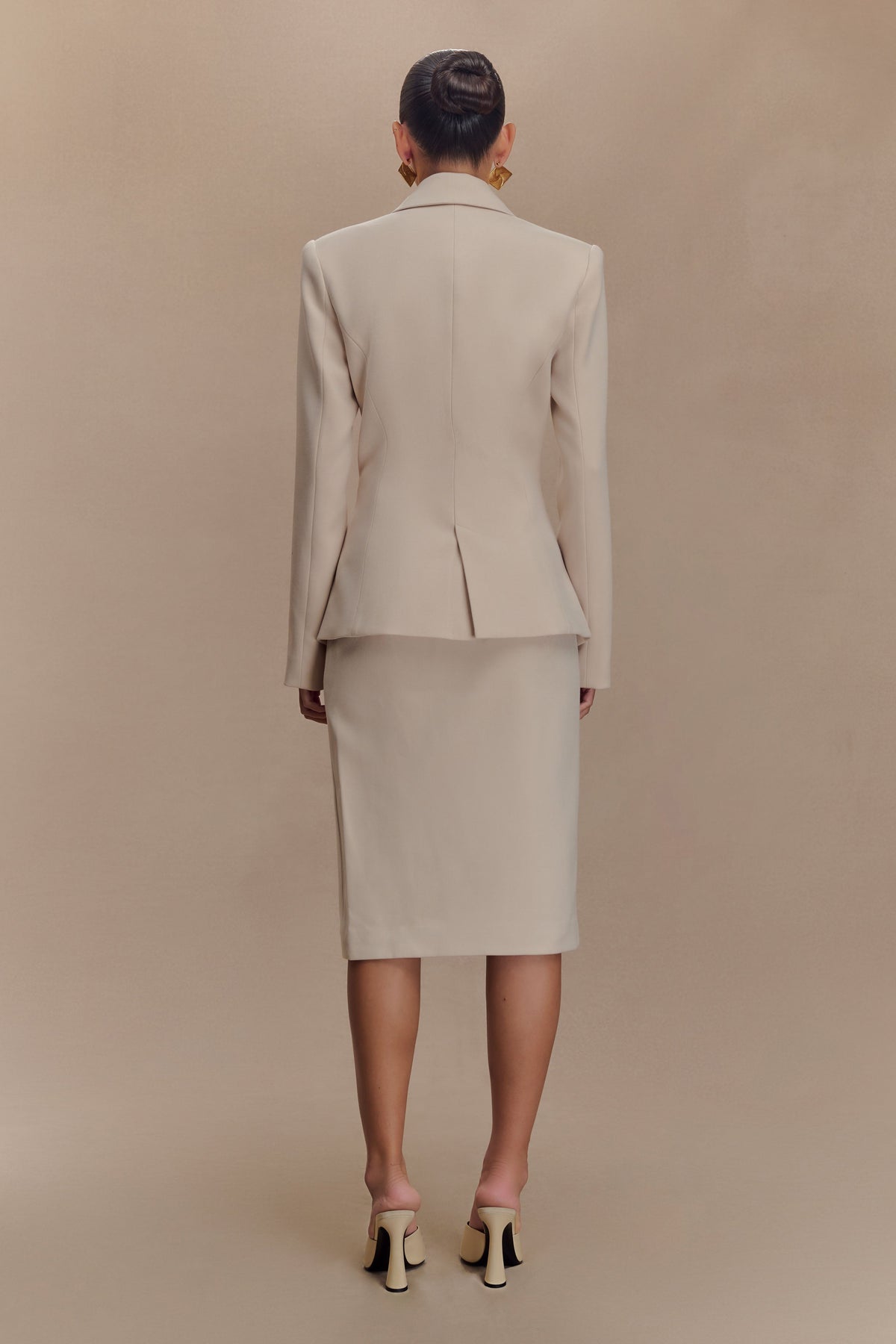 Cinched Waist Blazer - Ivory Stone