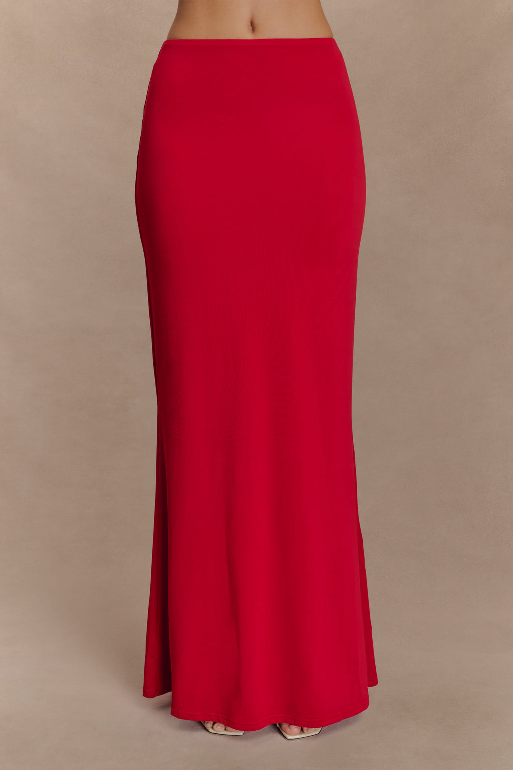 Slinky Fishtail Maxi Skirt - Red