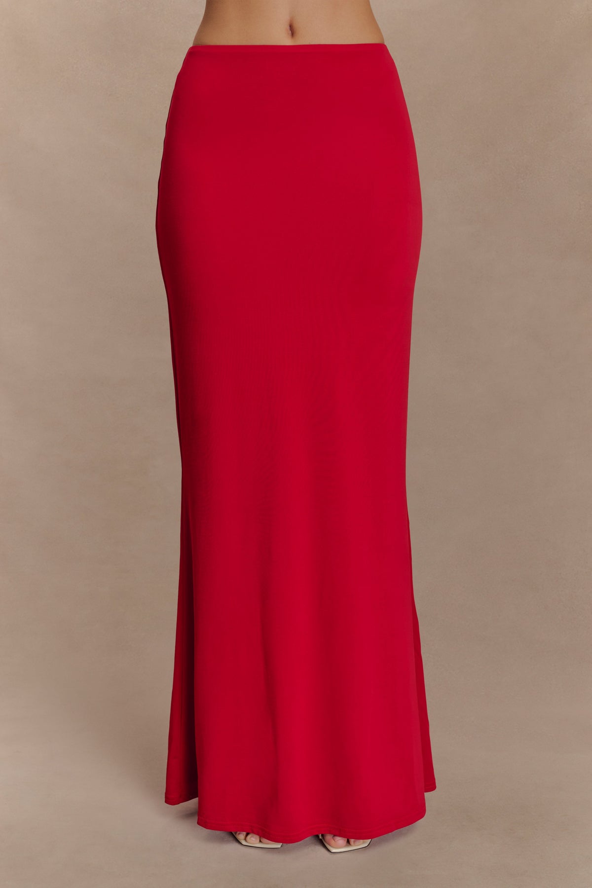 Slinky Fishtail Maxi Skirt - Red