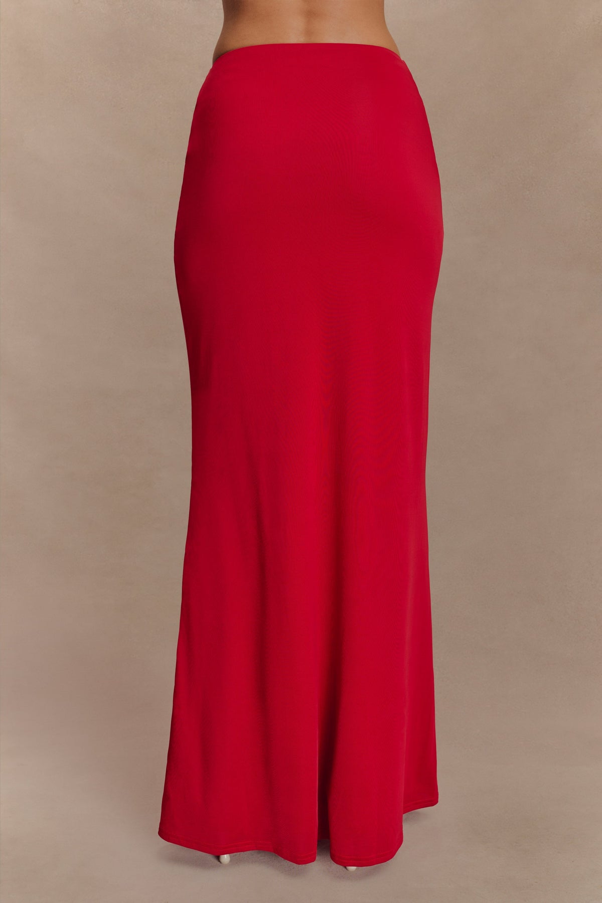 Slinky Fishtail Maxi Skirt - Red