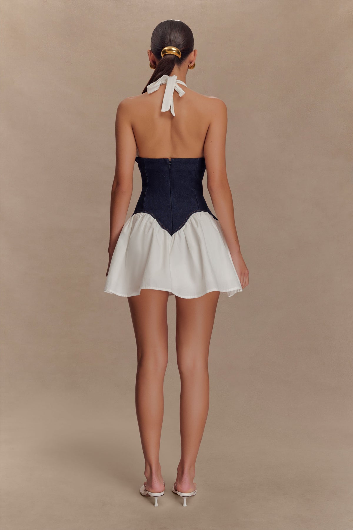 Denim Cotton Mini Dress - Indigo Blue