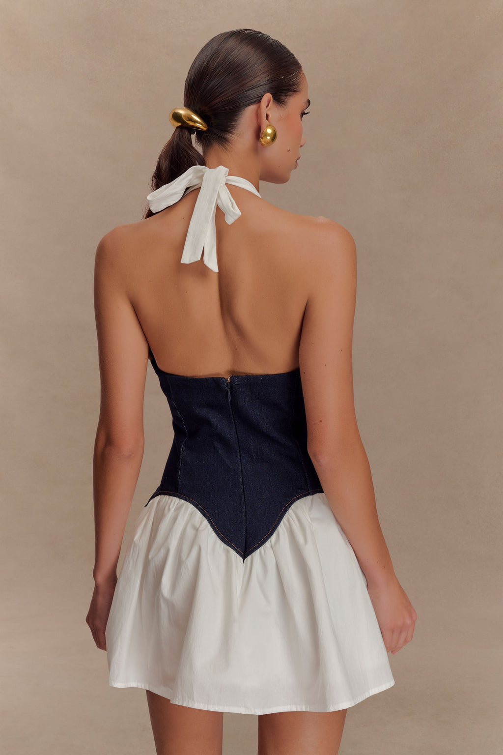 Denim Cotton Mini Dress - Indigo Blue