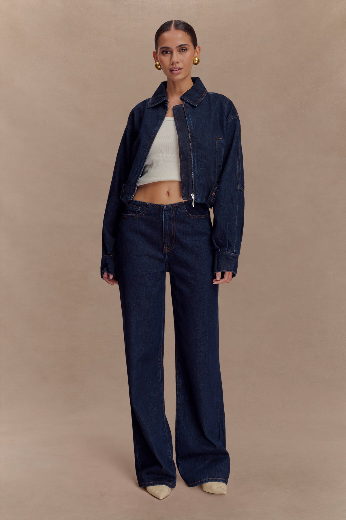 Cropped Denim Jacket - Indigo Blue