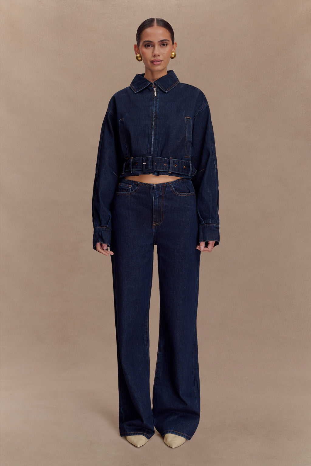 Cropped Denim Jacket - Indigo Blue