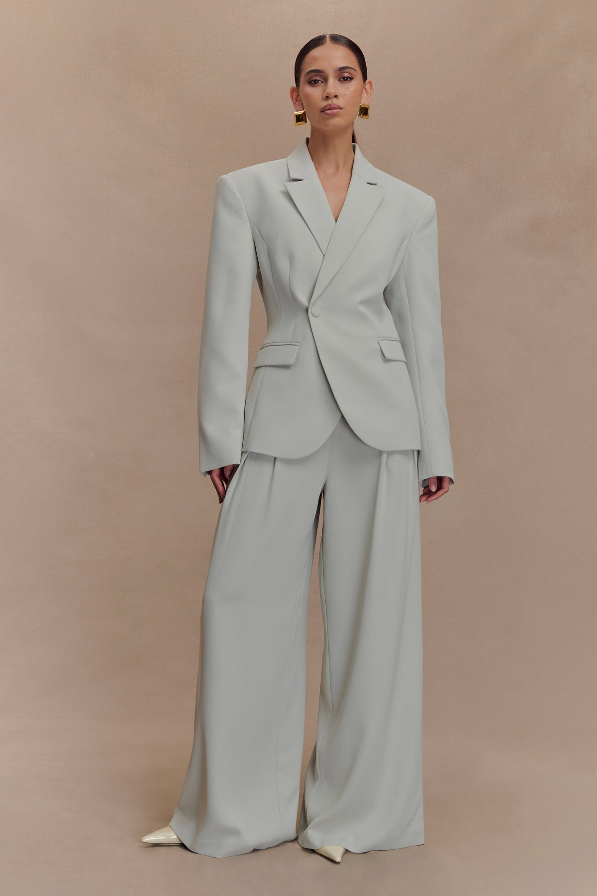 Cinched Suiting Blazer - Light Sage