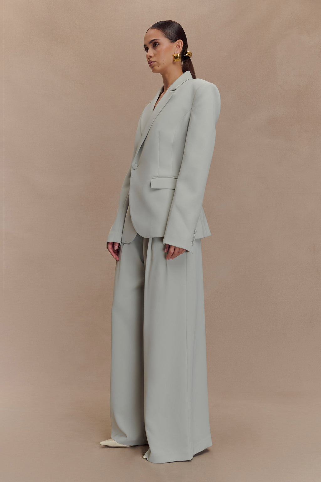 Cinched Suiting Blazer - Light Sage