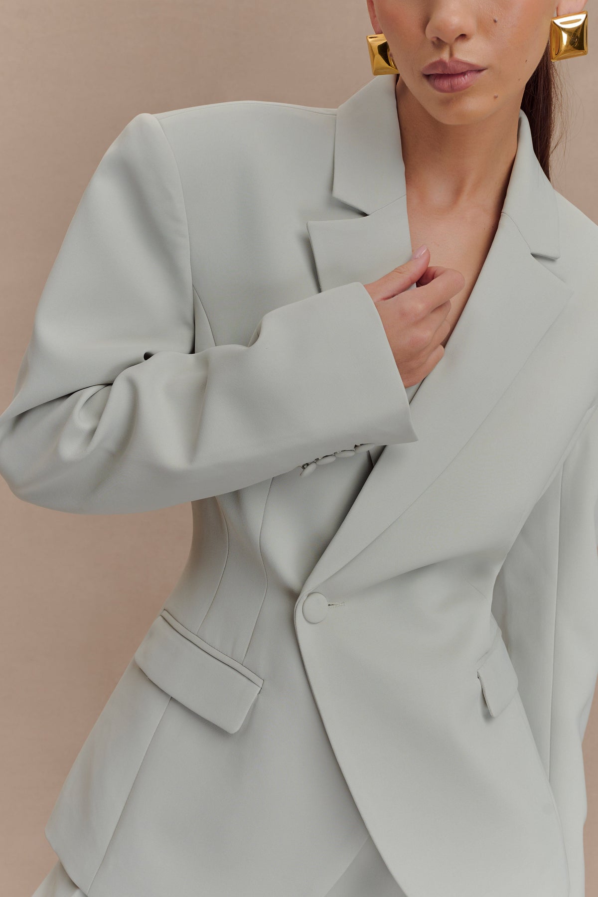 Cinched Suiting Blazer - Light Sage