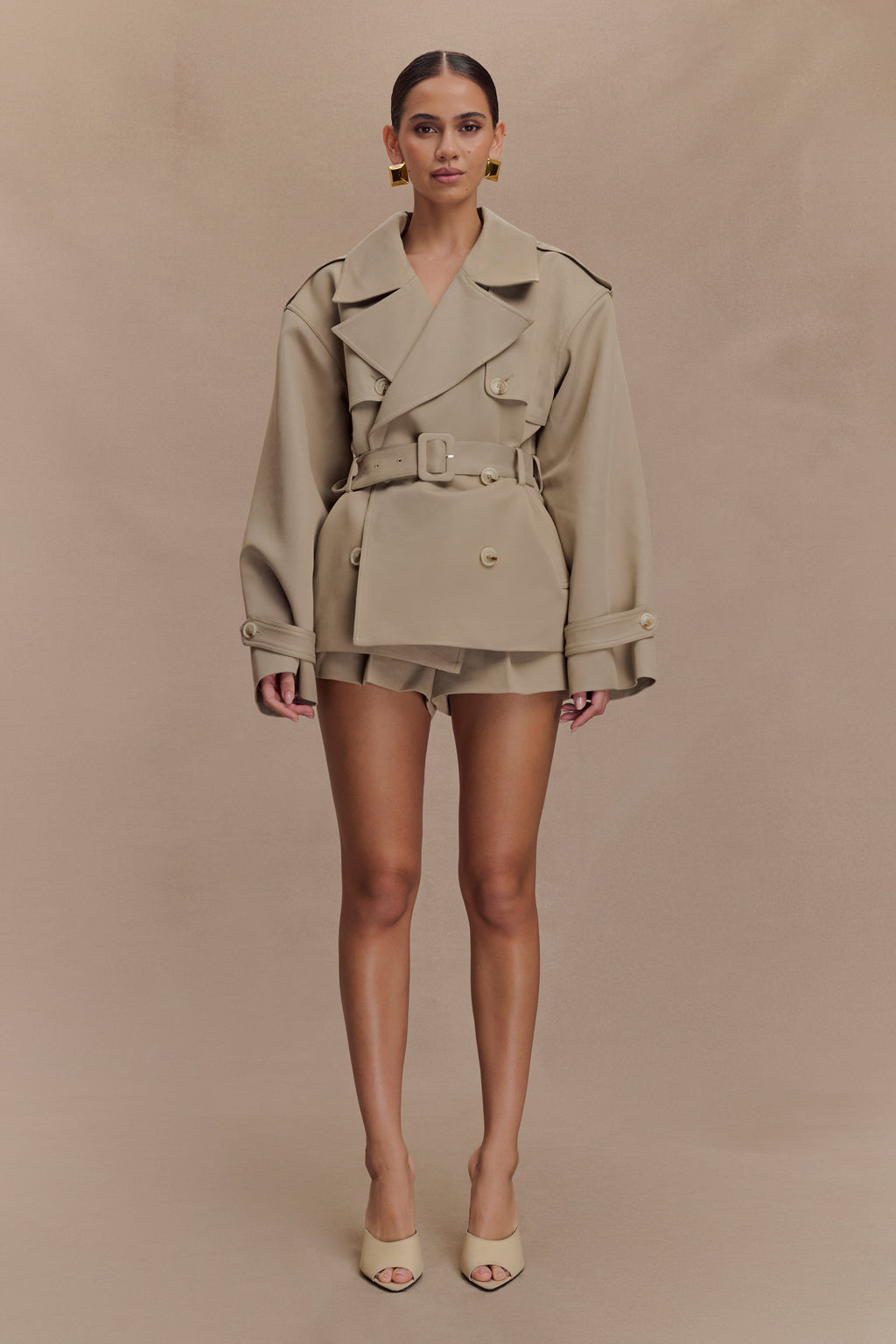 Short Trench Jacket - Pebble