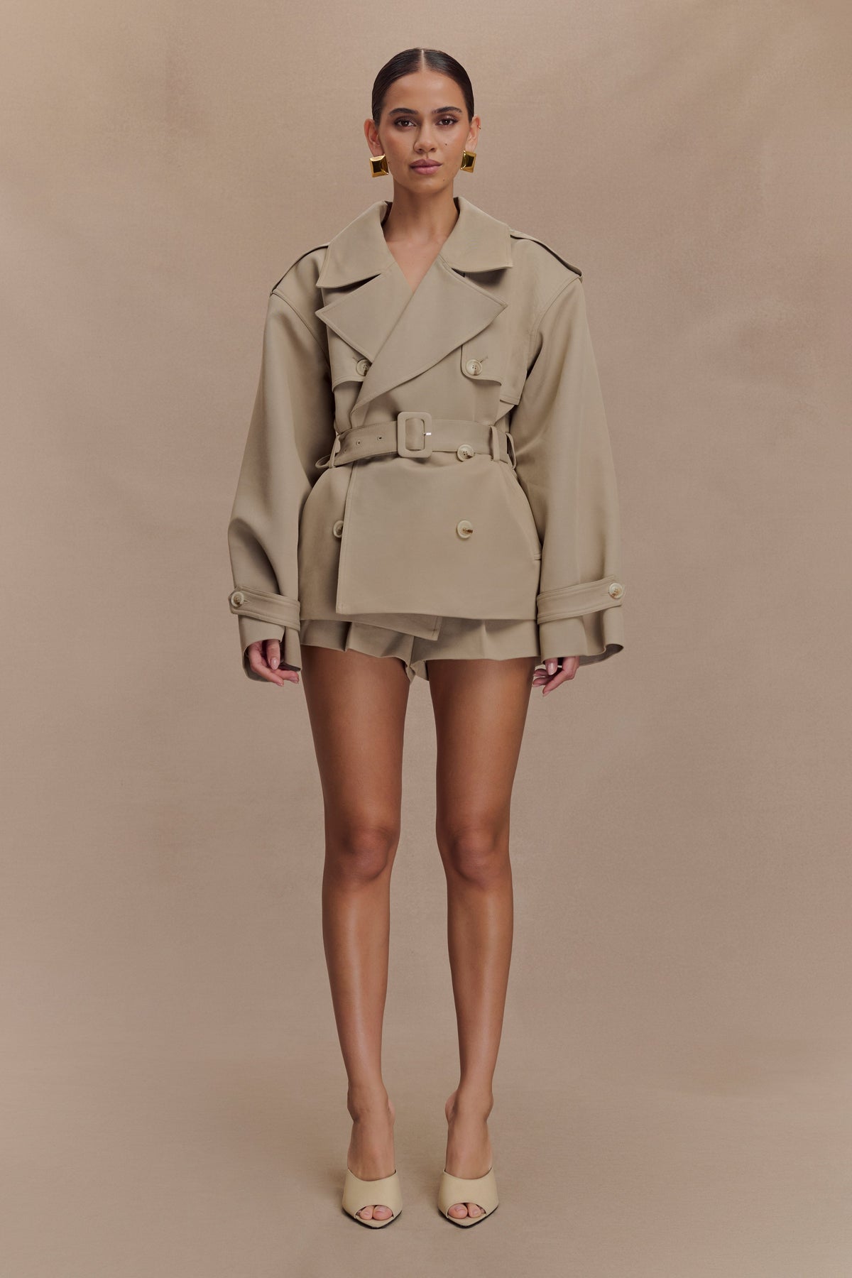 Short Trench Jacket - Pebble