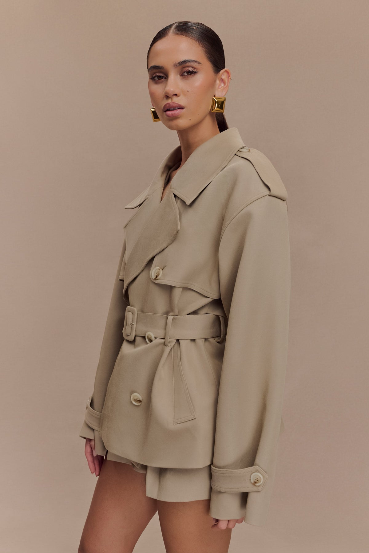 Short Trench Jacket - Pebble