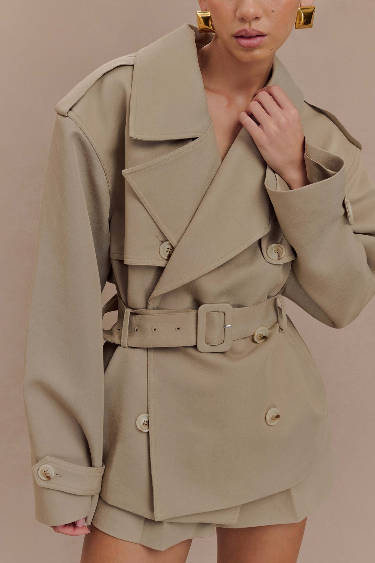 Short Trench Jacket - Pebble